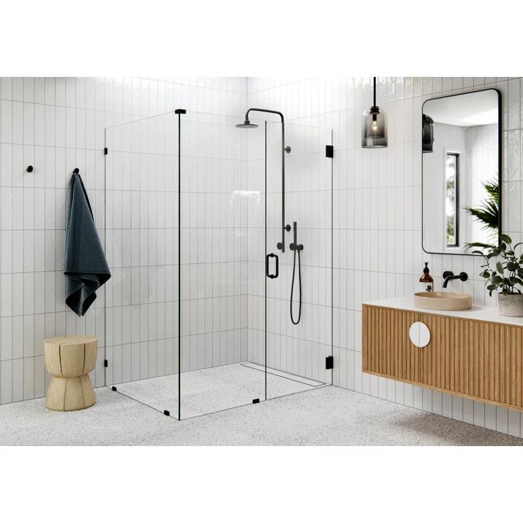 Illume 60 in. x 43.5 in. x 78 in. 90-degree Fully Frameless Wall Hinged Glass Shower Enclosure