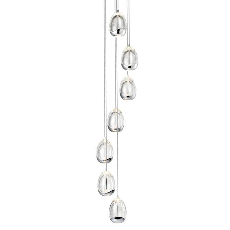 VONN Lighting Venezia 7-Light Pendant Height Adjustable ETL Certified LED Teardrop Chandelier, Globe Glass Shades