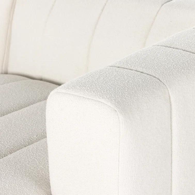 Fayette Cloud White Tufted Fabric 3-Piece Sectional Sofa