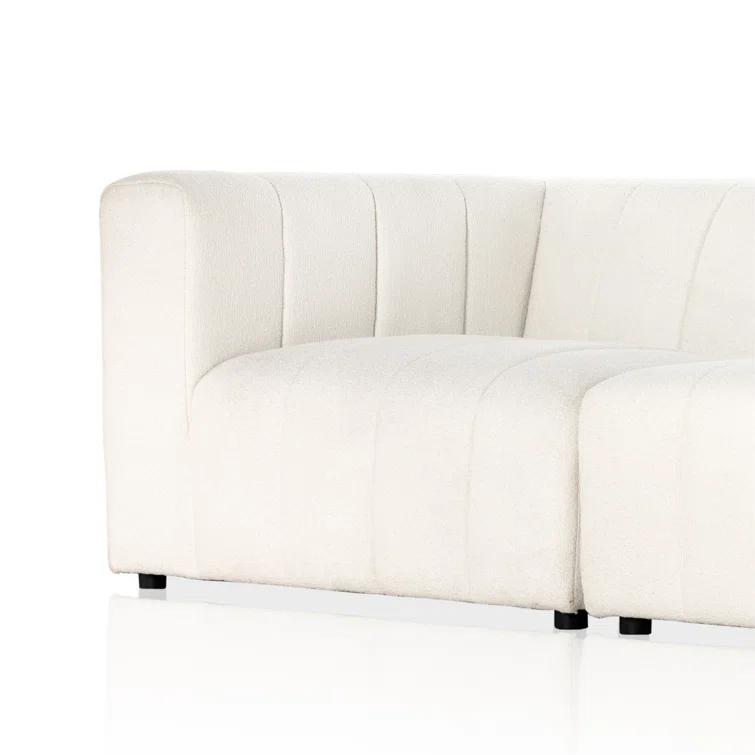 Fayette Cloud White Tufted Fabric 3-Piece Sectional Sofa