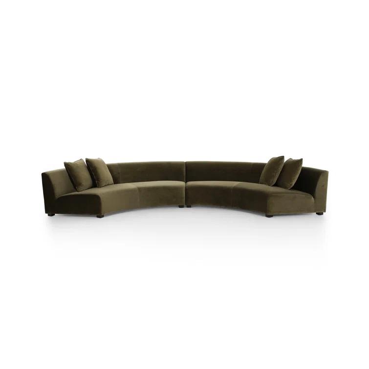 Saban 2-Piece Curved Sectional Sofa - Olive Velvet