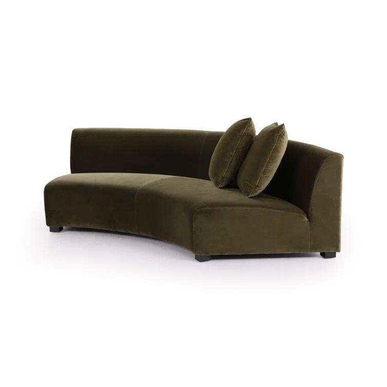 Saban 2-Piece Curved Sectional Sofa - Olive Velvet