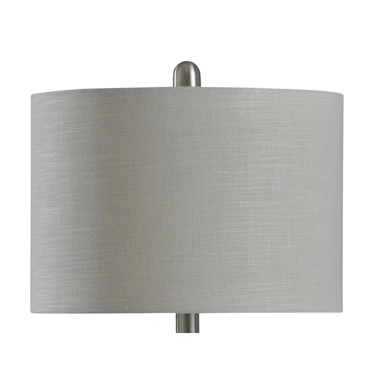 Joni Table Lamp Distressed Gray - StyleCraft: Ceramic Body, Polyester Drum Shade, UL Listed