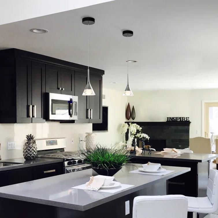 Amalfi 4.75-in Integrated LED Height Adjustable ETL Certified Pendant Light with Cone Shade
