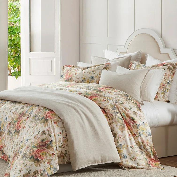 HiEnd Accents Lyocell Jardin Watercolor Floral Chic Casual 3 Piece Comforter Set