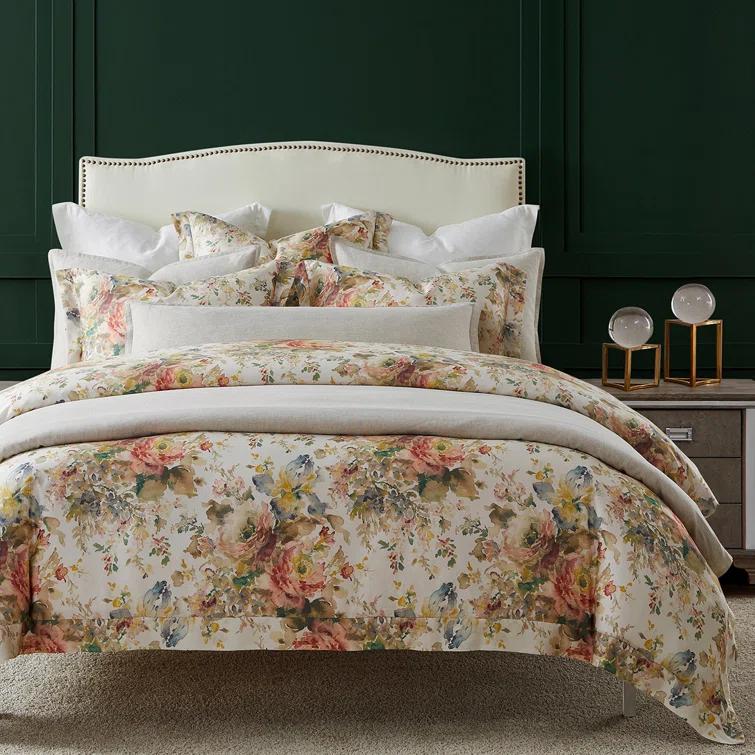 HiEnd Accents Lyocell Jardin Watercolor Floral Chic Casual 3 Piece Comforter Set