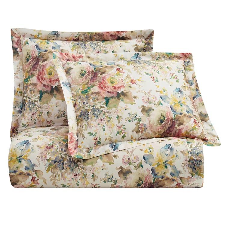 HiEnd Accents Lyocell Jardin Watercolor Floral Chic Casual 3 Piece Comforter Set