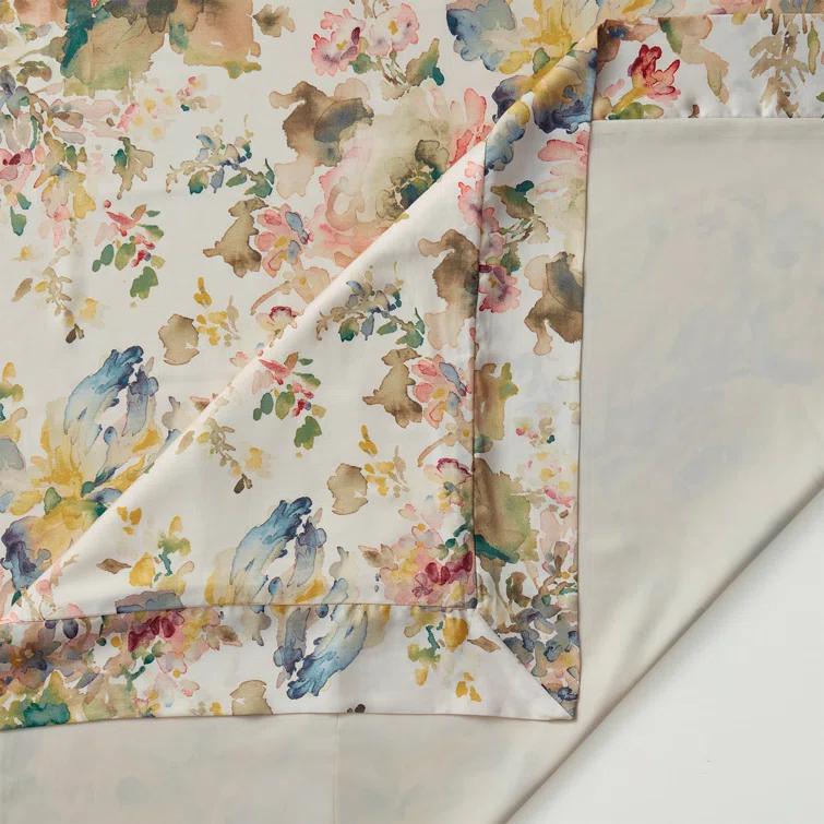 HiEnd Accents Lyocell Jardin Watercolor Floral Chic Casual 3 Piece Comforter Set
