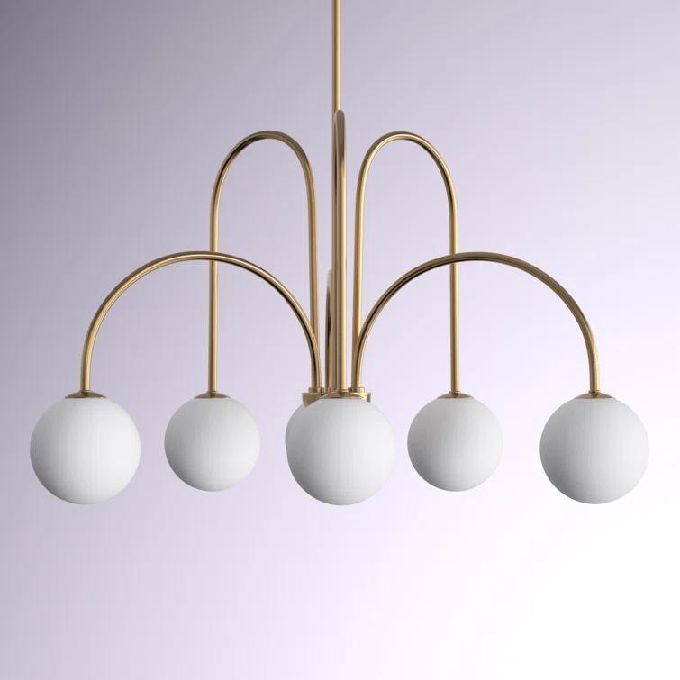 Abrial 6 - Light 25.98 inch Sputnik Empire Glass Shade Chandelier