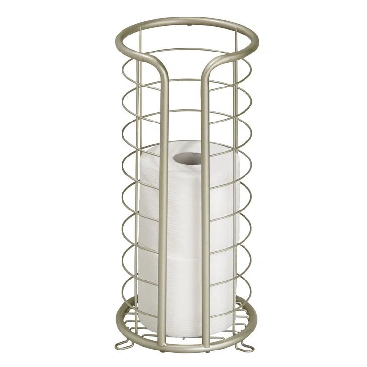 mDesign Metal Toilet Paper Holder Stand, Freestanding 3 Roll Reserve