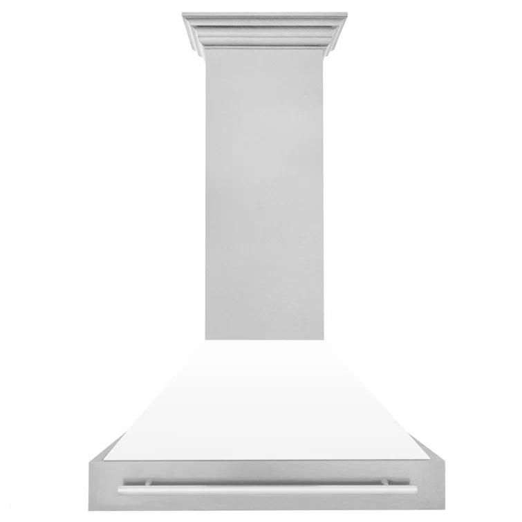ZLINE 36 in. Satin Steel Wall Mount Range Hood and Stainless Steel Handle
