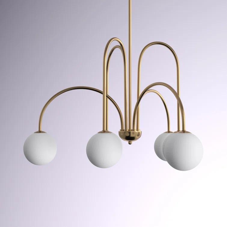 Abrial 6 - Light 25.98 inch Sputnik Empire Glass Shade Chandelier