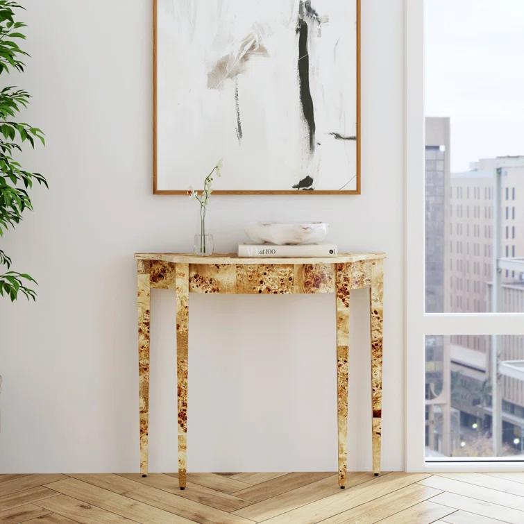 Bowery Hill Mid-Century Wooden Light Burl Console Table - Brown