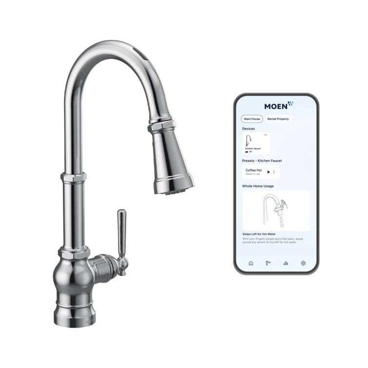 Paterson Smart Faucet Touchless Pull-Down Sprayer Kitchen Faucet with Voice and Motion Control