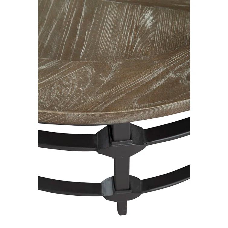 Parquet Round Reclaimed Wood Coffee Table (36")