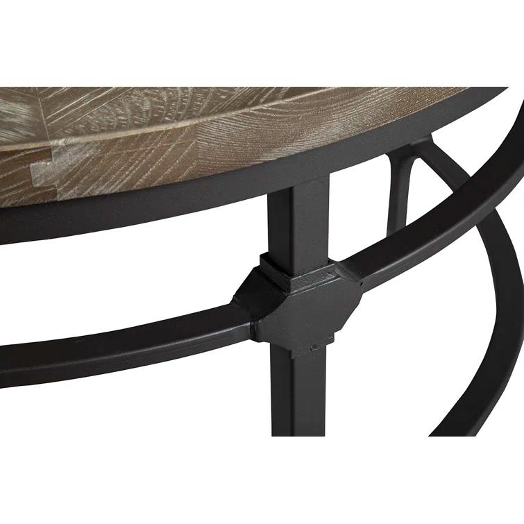 Parquet Round Reclaimed Wood Coffee Table (36")