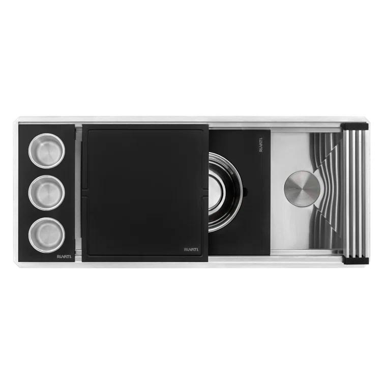 Ruvati 45-inch Workstation Two-Tiered Ledge Kitchen Sink Undermount 16 Gauge Stainless Steel