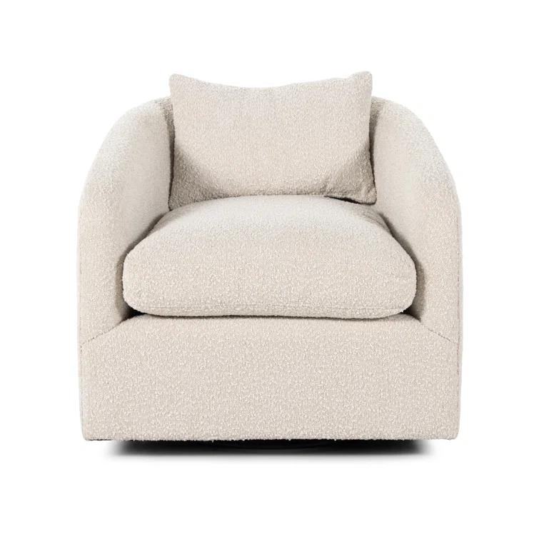 Knoll Natural Leather Swivel Accent Chair with Plush Seating