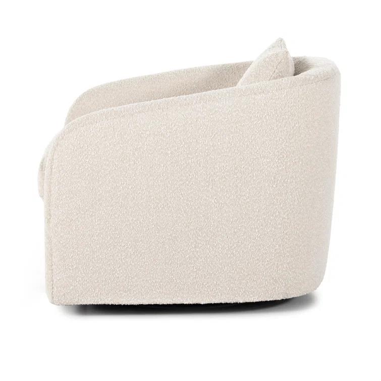 Knoll Natural Leather Swivel Accent Chair with Plush Seating