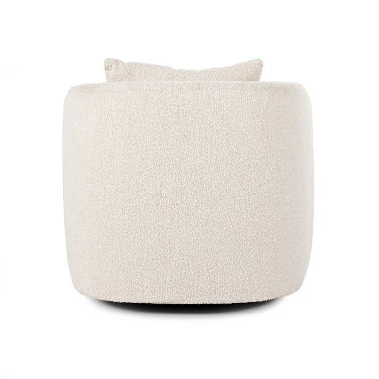 Knoll Natural Leather Swivel Accent Chair with Plush Seating