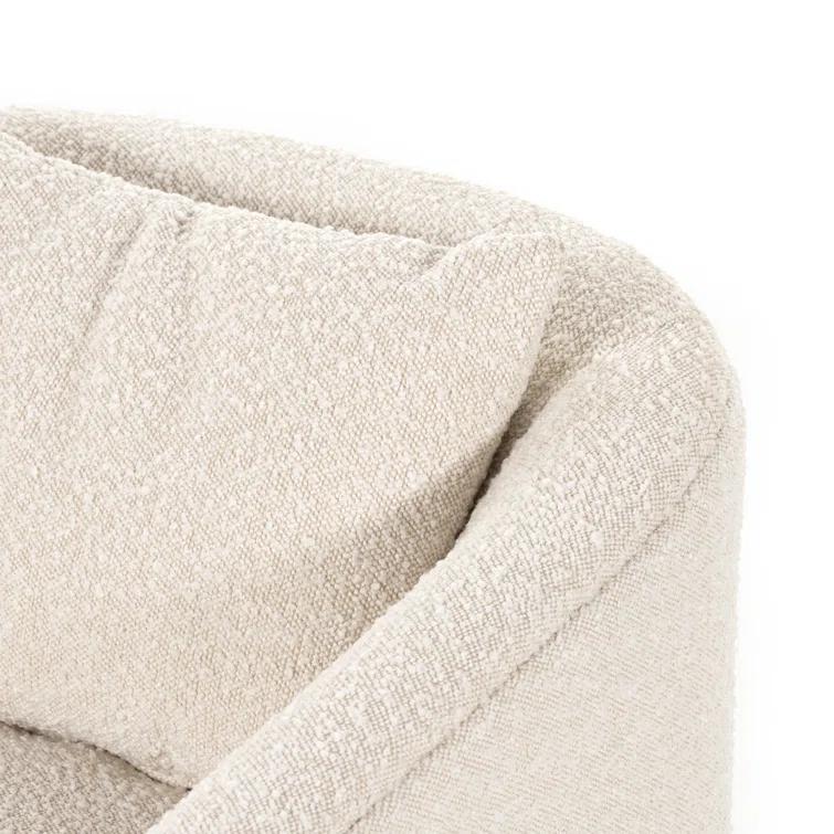Knoll Natural Leather Swivel Accent Chair with Plush Seating