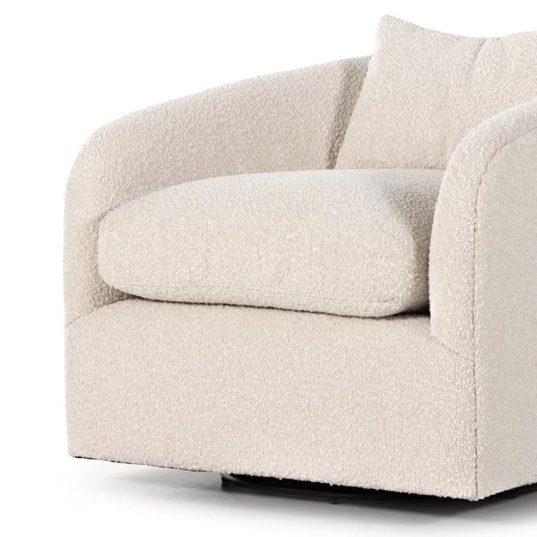 Knoll Natural Leather Swivel Accent Chair with Plush Seating