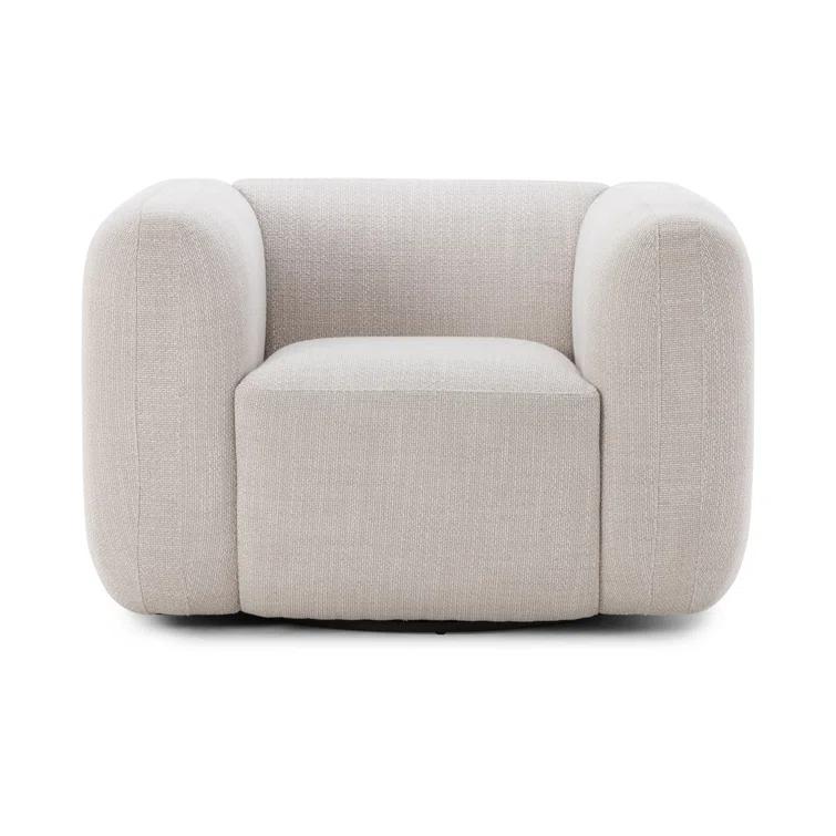 Nara 35.5'' Luxurious Brown Swivel Armchair with Soft Upholstery