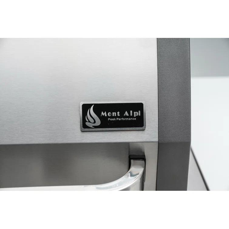 Mont Alpi MAi805-DKEGBEV 44-inch 6-Burner 115000 BTU Deluxe Stainless Steel Island Outdoor Kitchen Bar Gas Barbecue Island Grill with Wine Cooler Beverage Center Refrigerator + 3 Beer Tap Kegerator