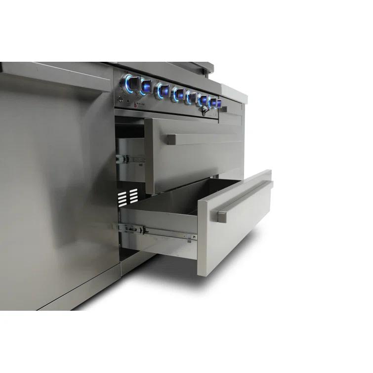 Mont Alpi MAi805-DKEGBEV 44-inch 6-Burner 115000 BTU Deluxe Stainless Steel Island Outdoor Kitchen Bar Gas Barbecue Island Grill with Wine Cooler Beverage Center Refrigerator + 3 Beer Tap Kegerator