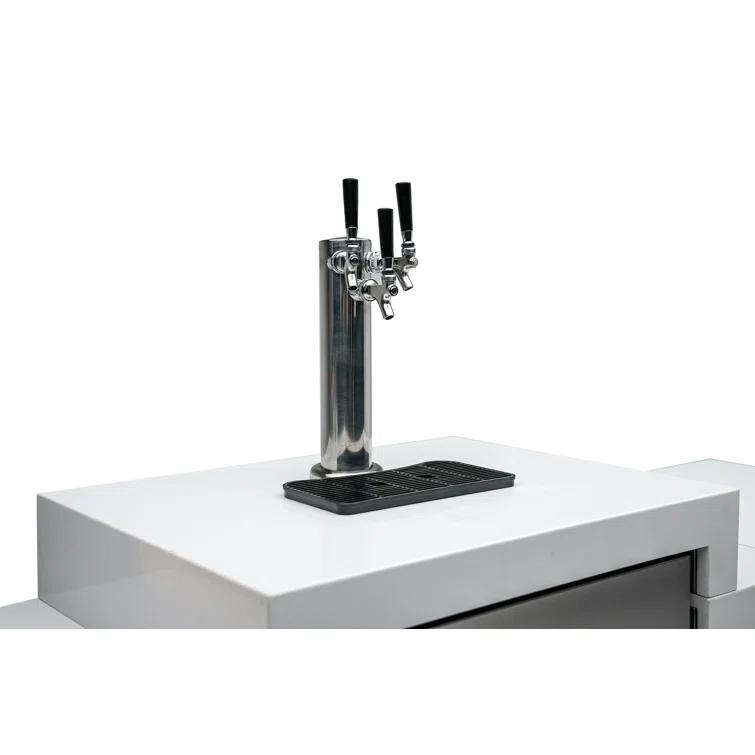 Mont Alpi MAi805-DKEGBEV 44-inch 6-Burner 115000 BTU Deluxe Stainless Steel Island Outdoor Kitchen Bar Gas Barbecue Island Grill with Wine Cooler Beverage Center Refrigerator + 3 Beer Tap Kegerator