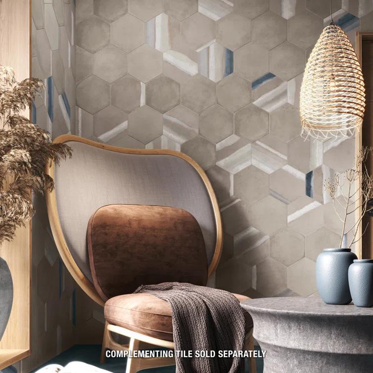 Matter Hex 7.88" x 9" Porcelain Stone Look Floor and Wall Tile
