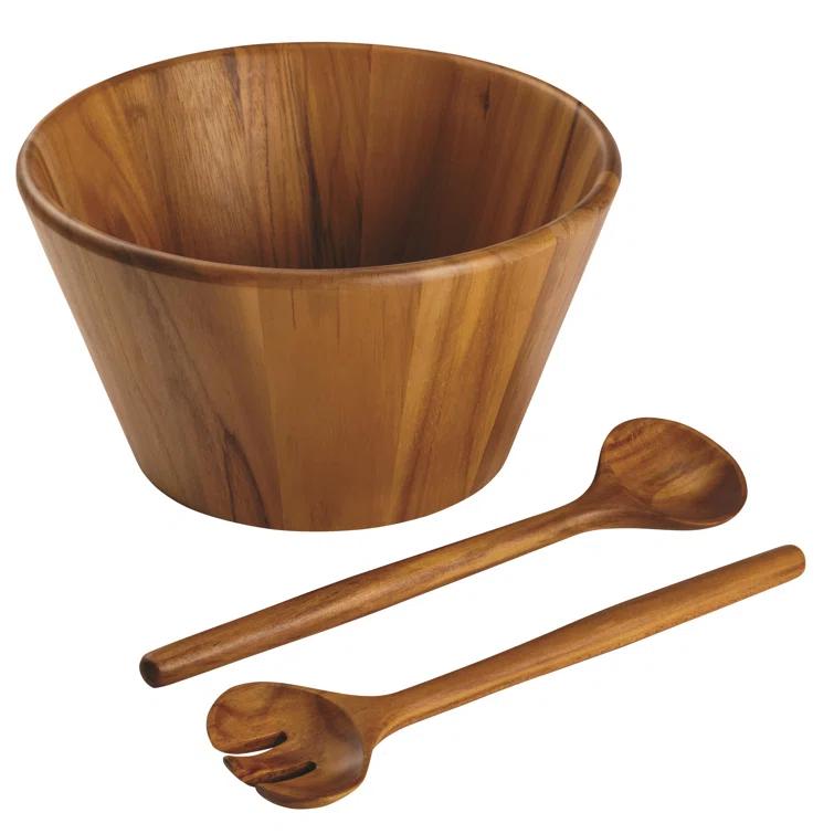 Anolon Pantryware Teak Wood Salad Serving Set, 3 Piece