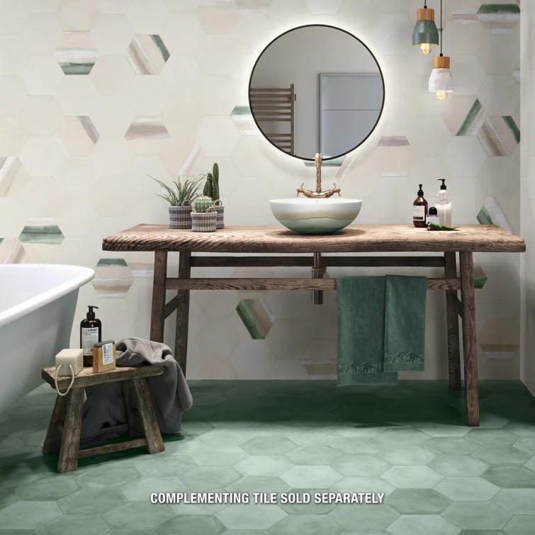 Matter Hex 7.88" x 9" Porcelain Stone Look Floor and Wall Tile
