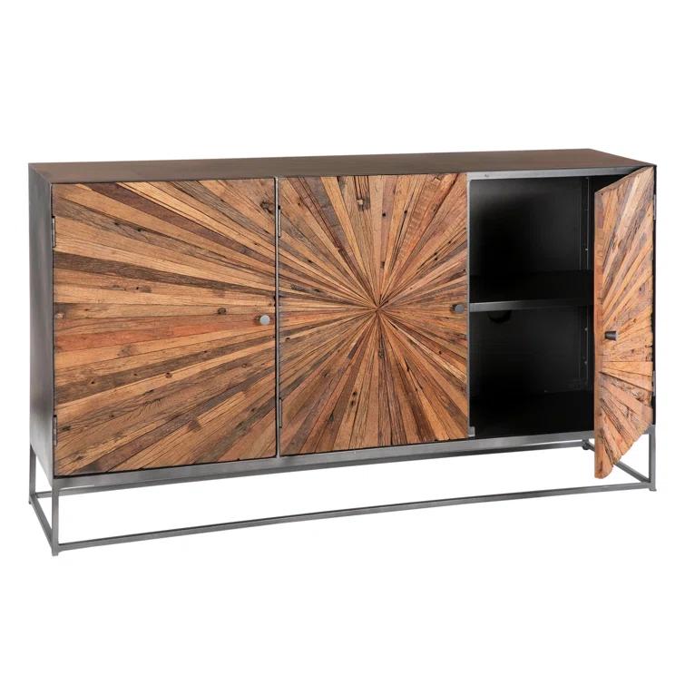 Hasse 59-Inch Gunmetal Steel and Reclaimed Pine Sideboard