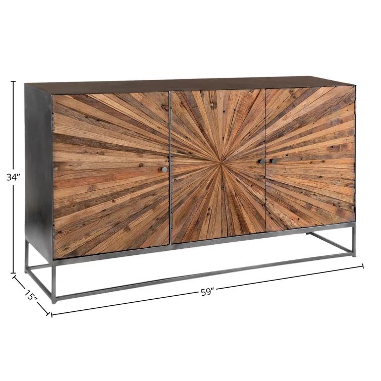 Hasse 59-Inch Gunmetal Steel and Reclaimed Pine Sideboard