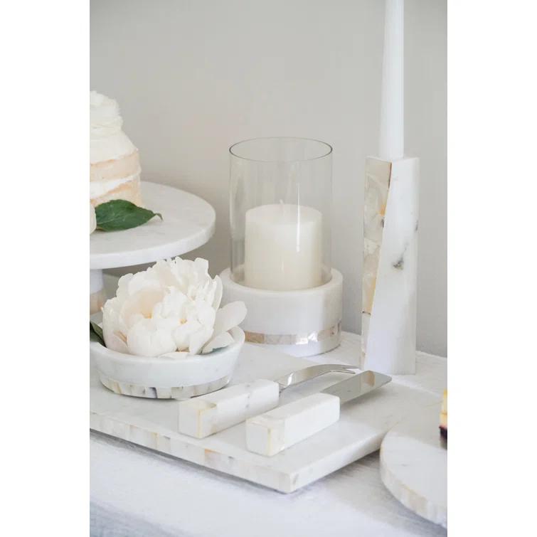 Anaya 7.63" Marble Tabletop Hurricane | Wayfair