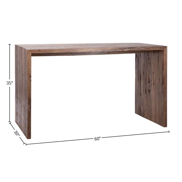 Chilton 60-Inch Rectangular Reclaimed Teak Waterfall Writing Desk