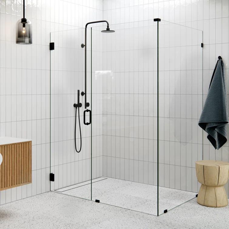 Illume 60 in. x 43.5 in. x 78 in. 90-degree Fully Frameless Wall Hinged Glass Shower Enclosure