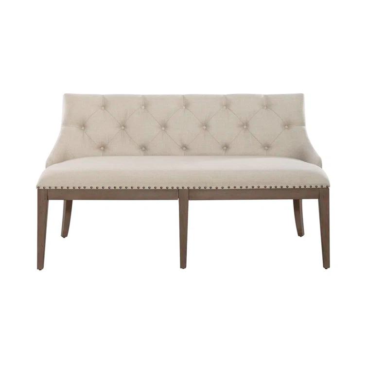 Americana Farmhouse Upholstered Shelter Dining Bench