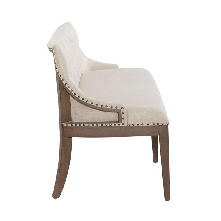 Americana Farmhouse Upholstered Shelter Dining Bench