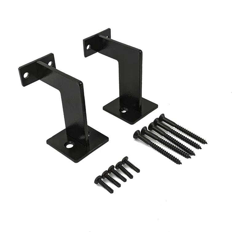Urban Contemporary Handrail Grab Bar Kit, L Steel Brackets, Returns to Wall, Powder Coat