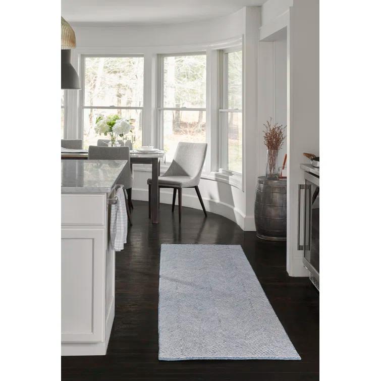 Momeni Charles Hand Tufted Wool Zig Zag Blue Area Rug 9' X 12'