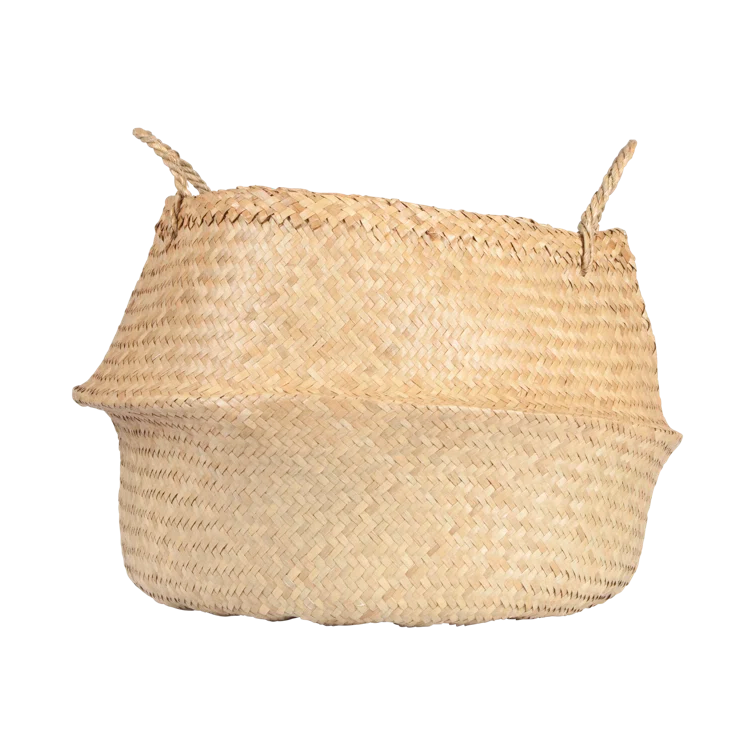 Seagrass Basket with Handles 12" x 19" Natural  - Storied Home