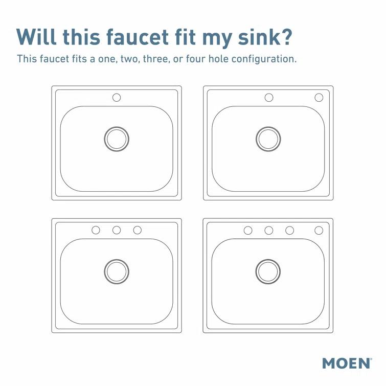 Moen Essie Pre-Rinse Spring Pull Down Single Handle Kitchen Faucet with Power Clean Technology and Soap Dispenser