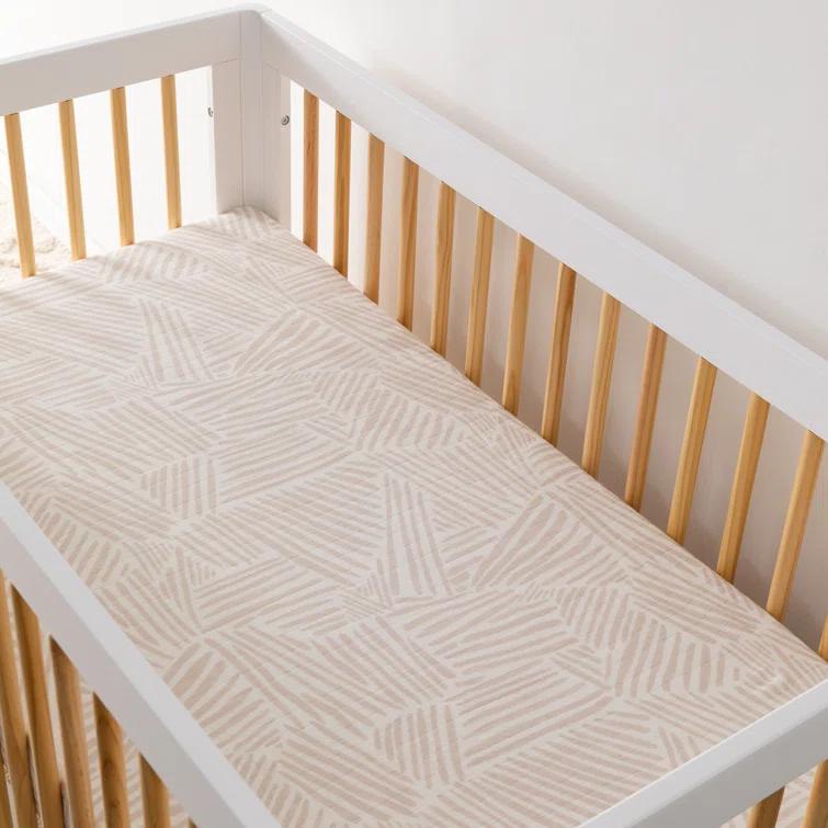 Oat Stripe Crib Sheet In Muslin Cotton