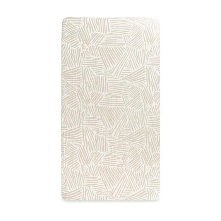 Oat Stripe Crib Sheet In Muslin Cotton