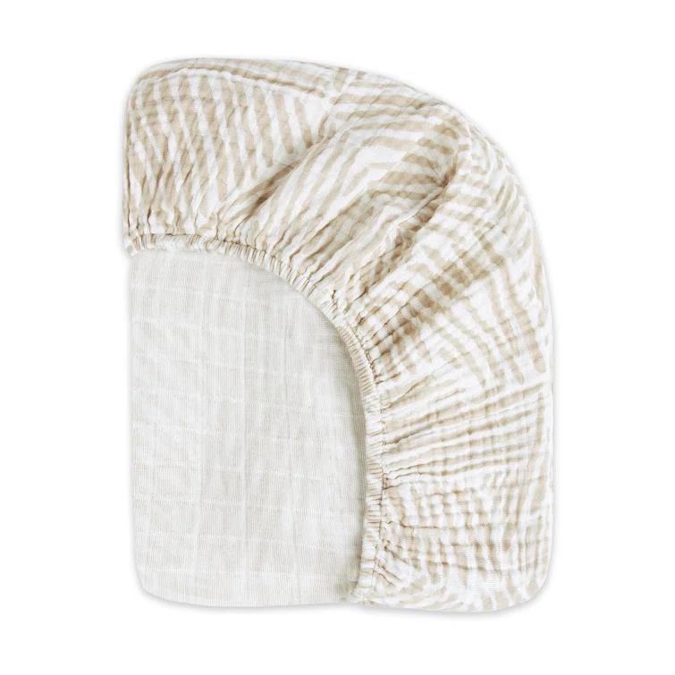 Oat Stripe Crib Sheet In Muslin Cotton