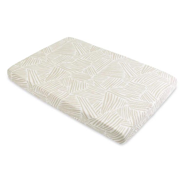 Oat Stripe Mini Crib Sheet In Muslin Cotton