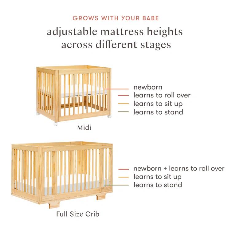 Babyletto Yuzu Natural Wood 8-in-1 Convertible Baby Crib with All Stages Conversion Kit