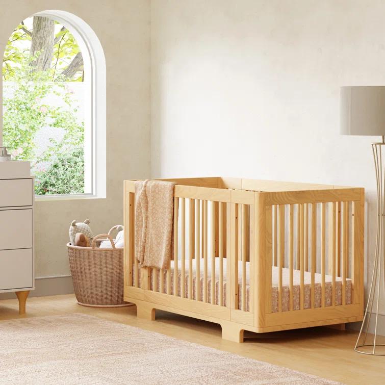 Babyletto Yuzu Natural Wood 8-in-1 Convertible Baby Crib with All Stages Conversion Kit